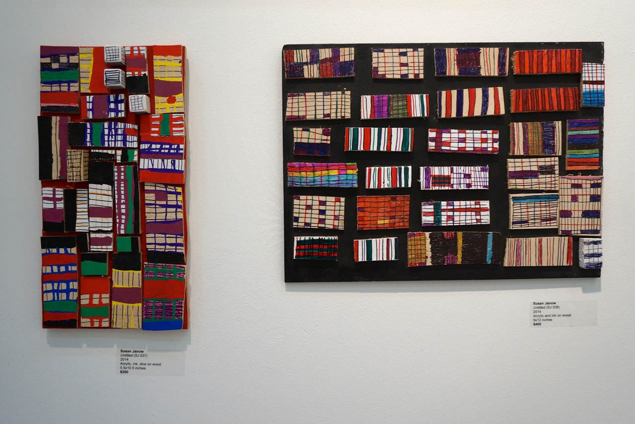 Untitled works by Susan Janow (both 2014) at Creative Growth Art Center