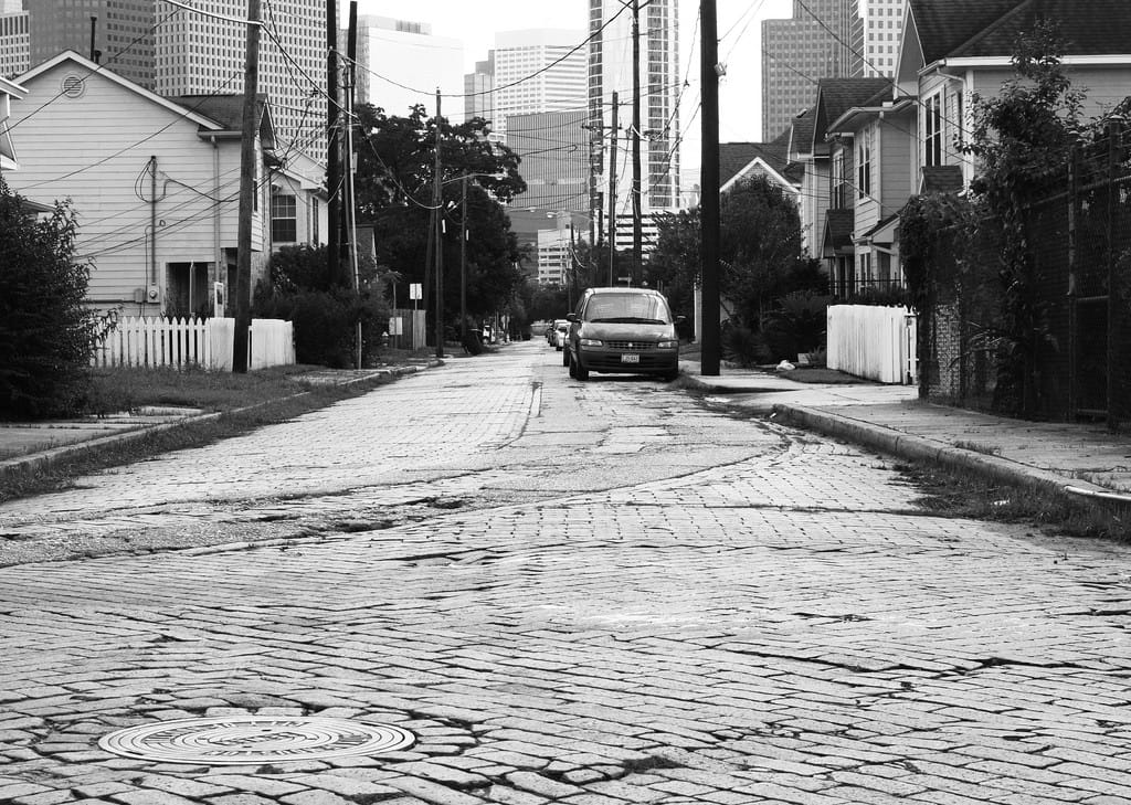 Brick streets in Freedmen's Town, Houston, Texas (photograph by Patrick Feller, via Flickr)
