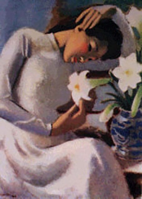 To Ngoc Van, "A Girl by Lilies", 1943, courtesy  Asiaart.net