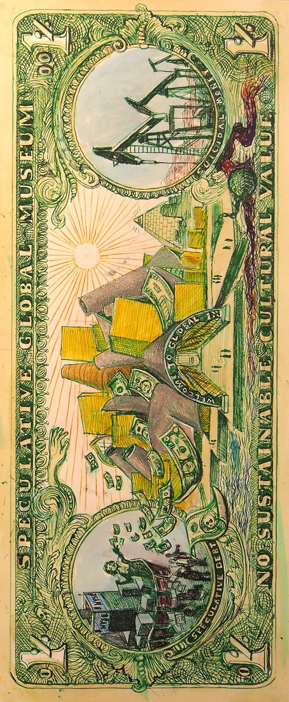 One of the items designed by Noah Fischer for a protest by G.U.L.F. at the Guggenheim Museum in New York (via noahfischer.org)