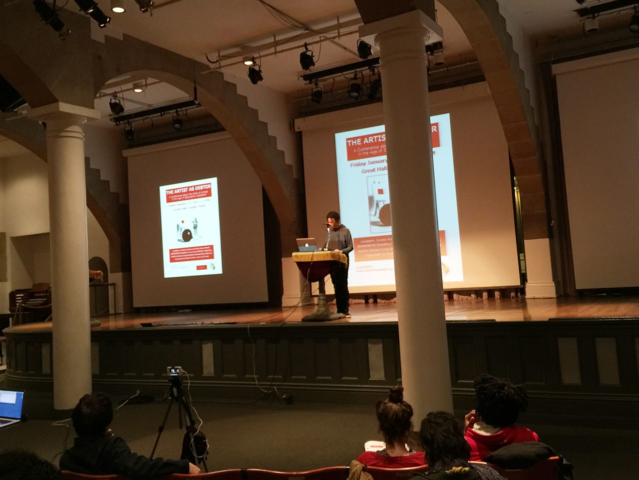 Coco Fusco introducing the conference (all photos by Hyperallergic staff for Hyperallergic)