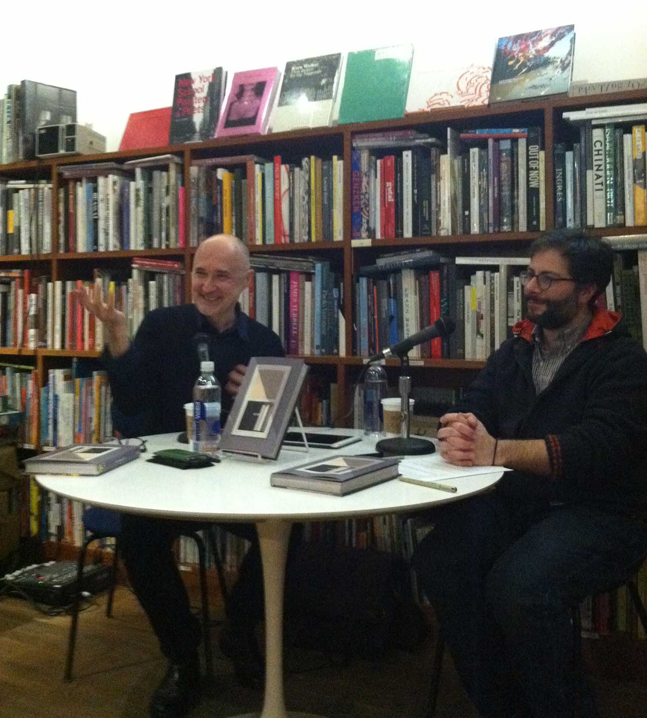 Richard McGuire and Bill Kartalopoulos at 192 Books (photo by the author for Hyperallergic)