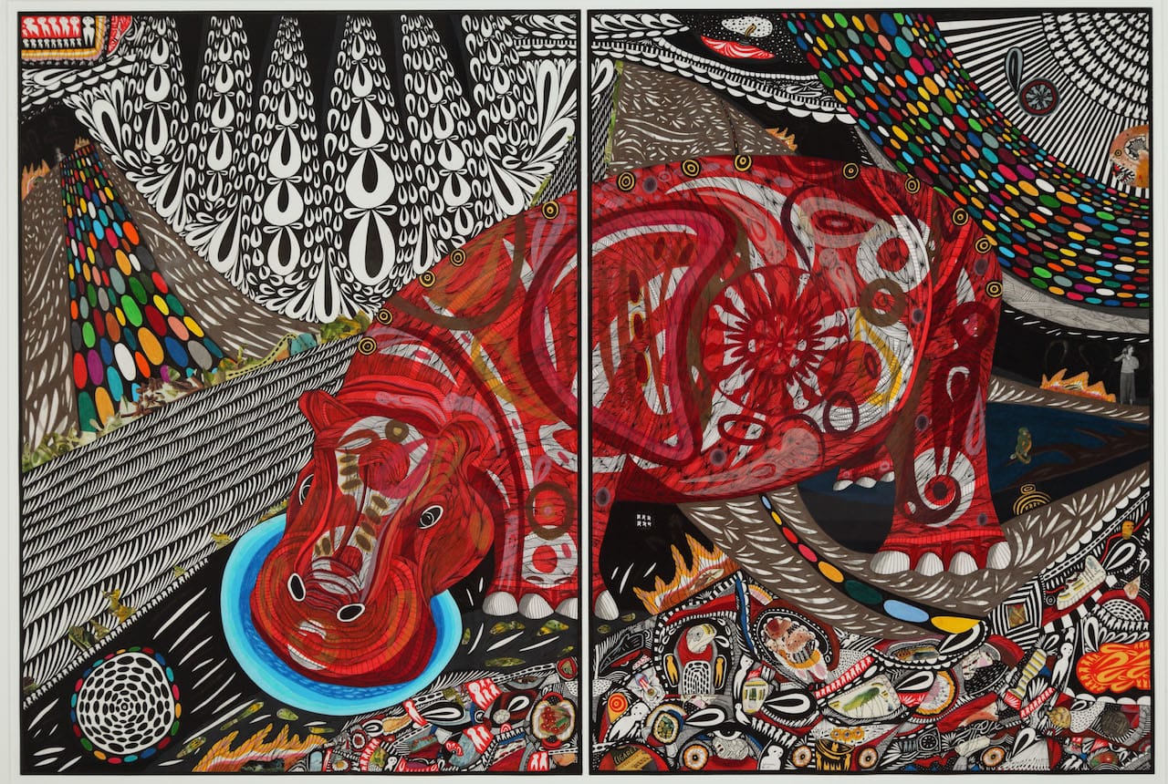 J.J. Cromer, "The Taxonomy They Feel for One Another" (2007), mixed media on paper (High Museum of Art, gift of Grey Carter and Linda Ortega)