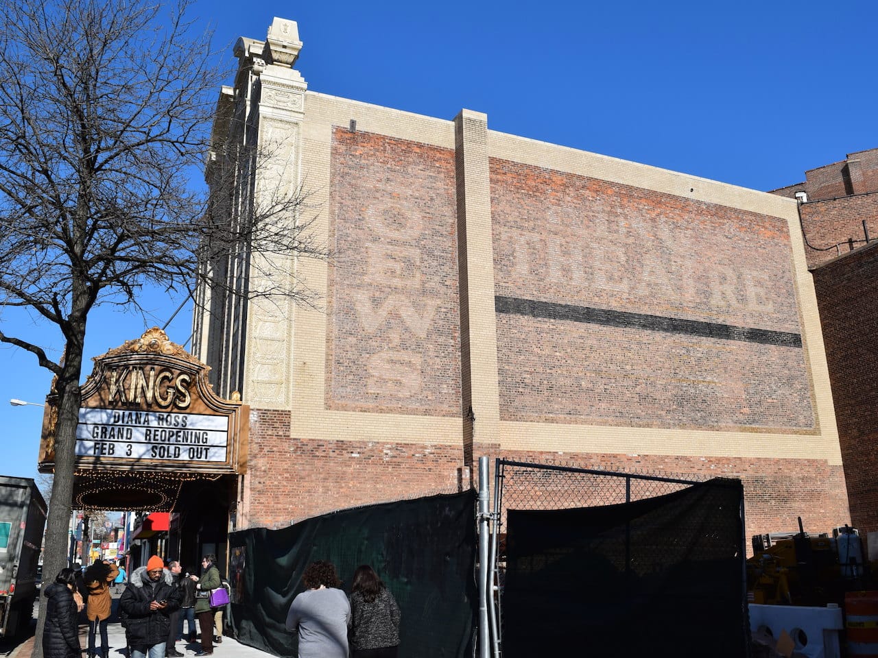 Remnants of an old mural on the exterior of the Kings Theatre