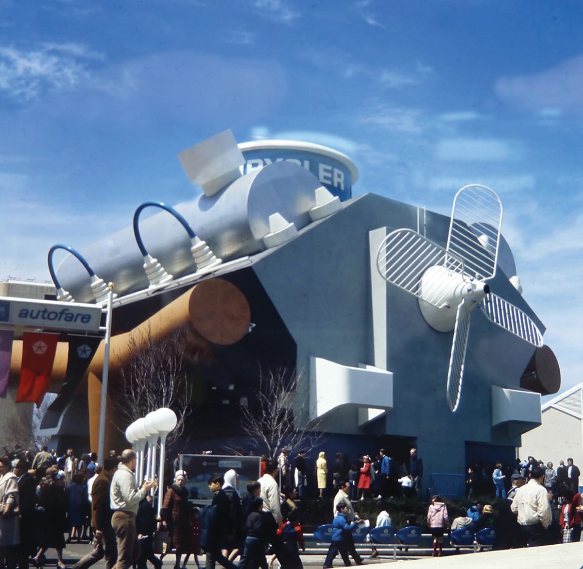 Van Williams, Giant Engine at the Chrysler Pavilion, 1964. Color glass slide. Collection of the Queens Museum, gift of Jerry Kean