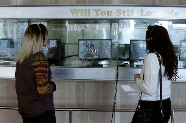 Installation of Jennifer Moon's "Will You Still Love Me: Learning to Love Yourself, It Is The Greatest Gift of All." Image courtesy of Dawn Light Blackman and Equitable Vitrines.