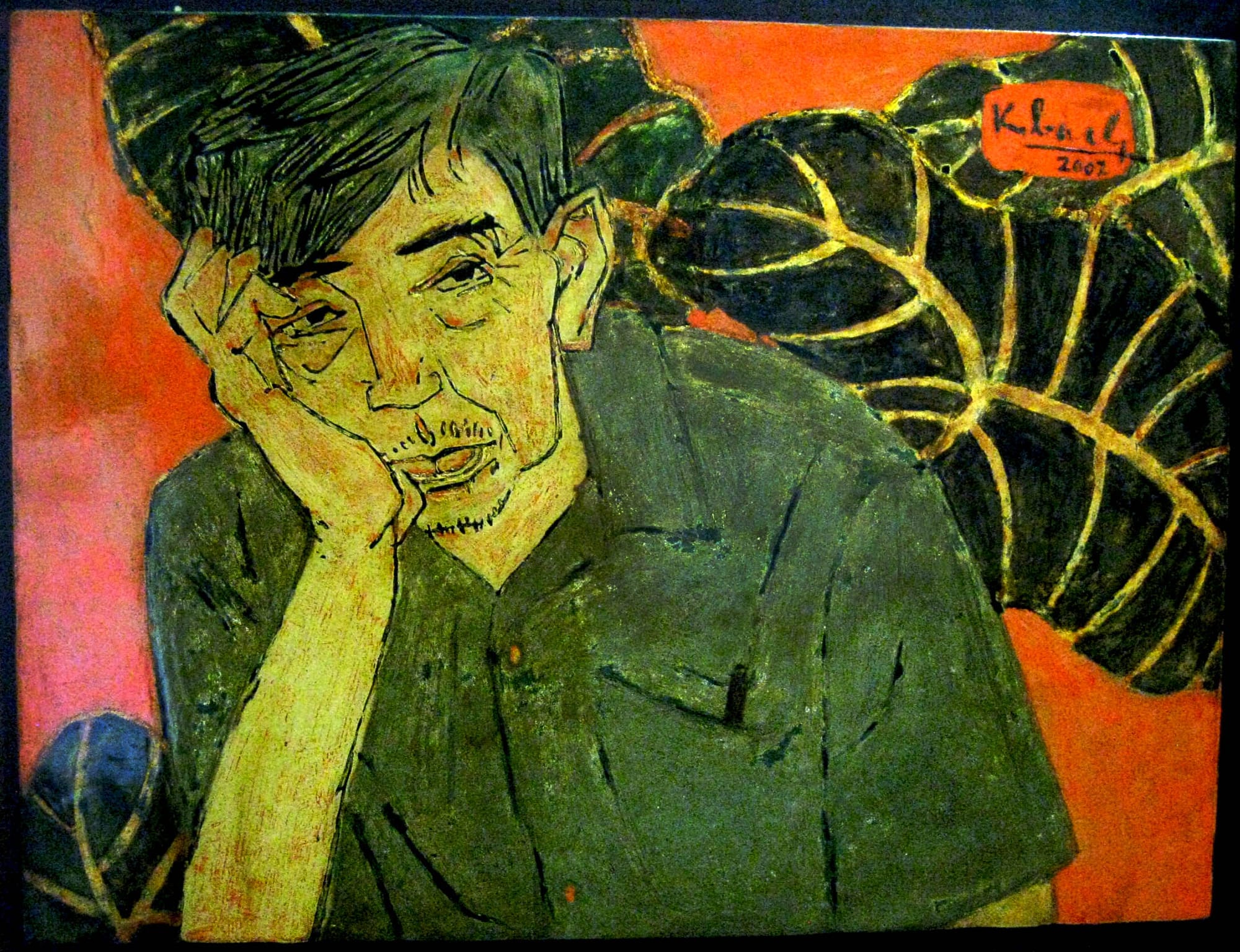 Le Thi Kim Bach, "The Painter Nguyen Gia Tri", Lacquer on wood, 2002