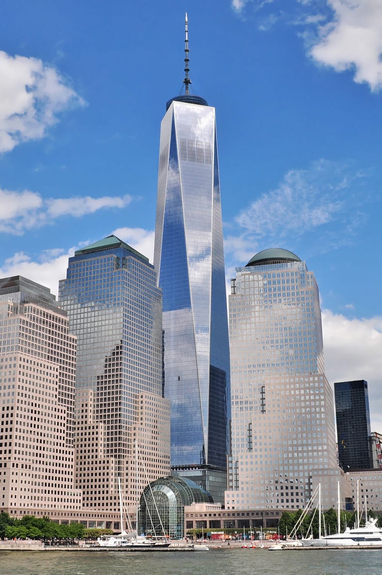 One World Trade Center (also dubbed the "Freedom Tower") was completed in 2014 and is the tallest skyscraper in the Western Hemisphere, and the fourth-tallest in the world. (via Wikipedia)