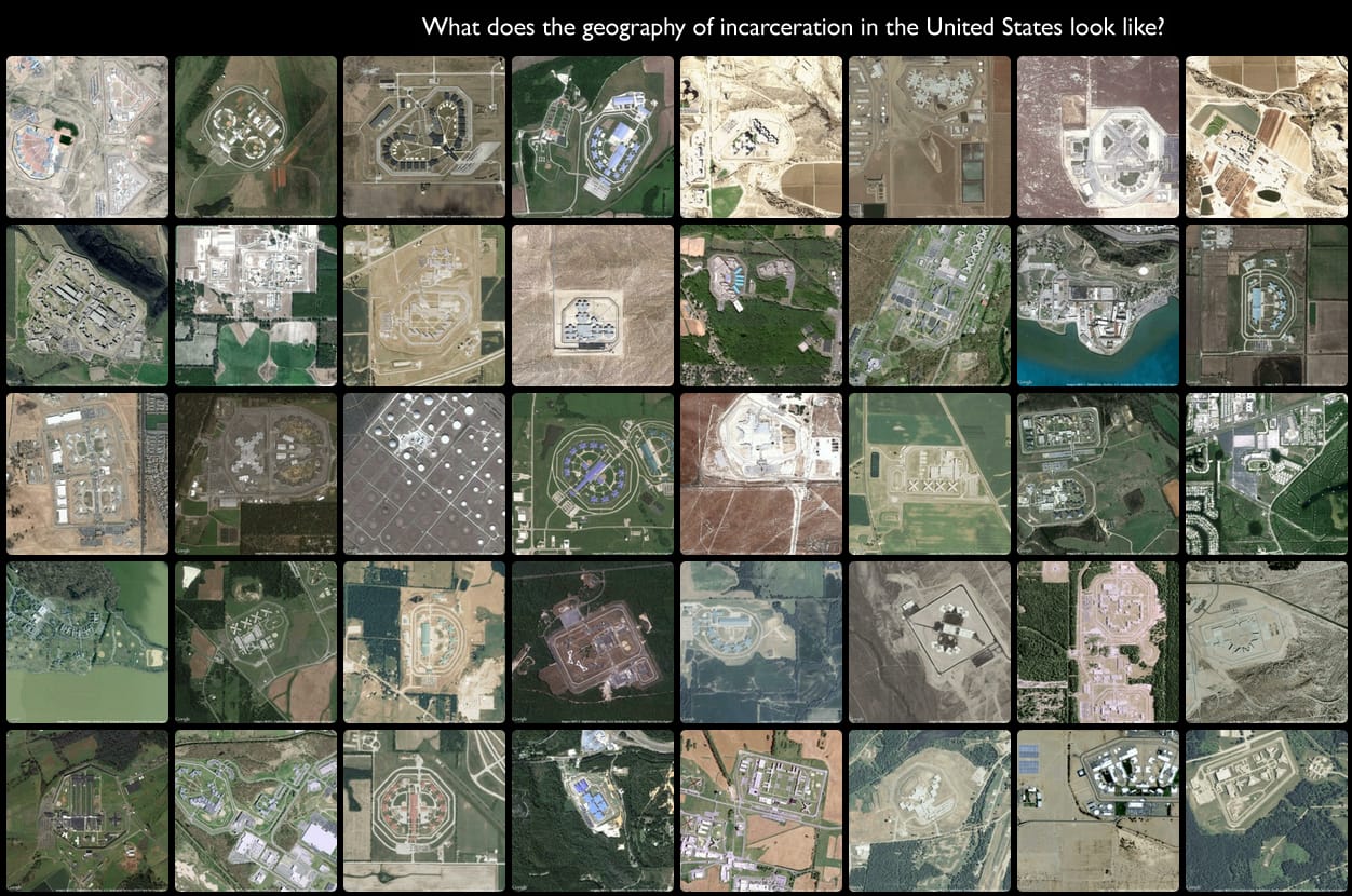 Josh Begley's Prison Map (screenshot by the author for Hyperallergic)