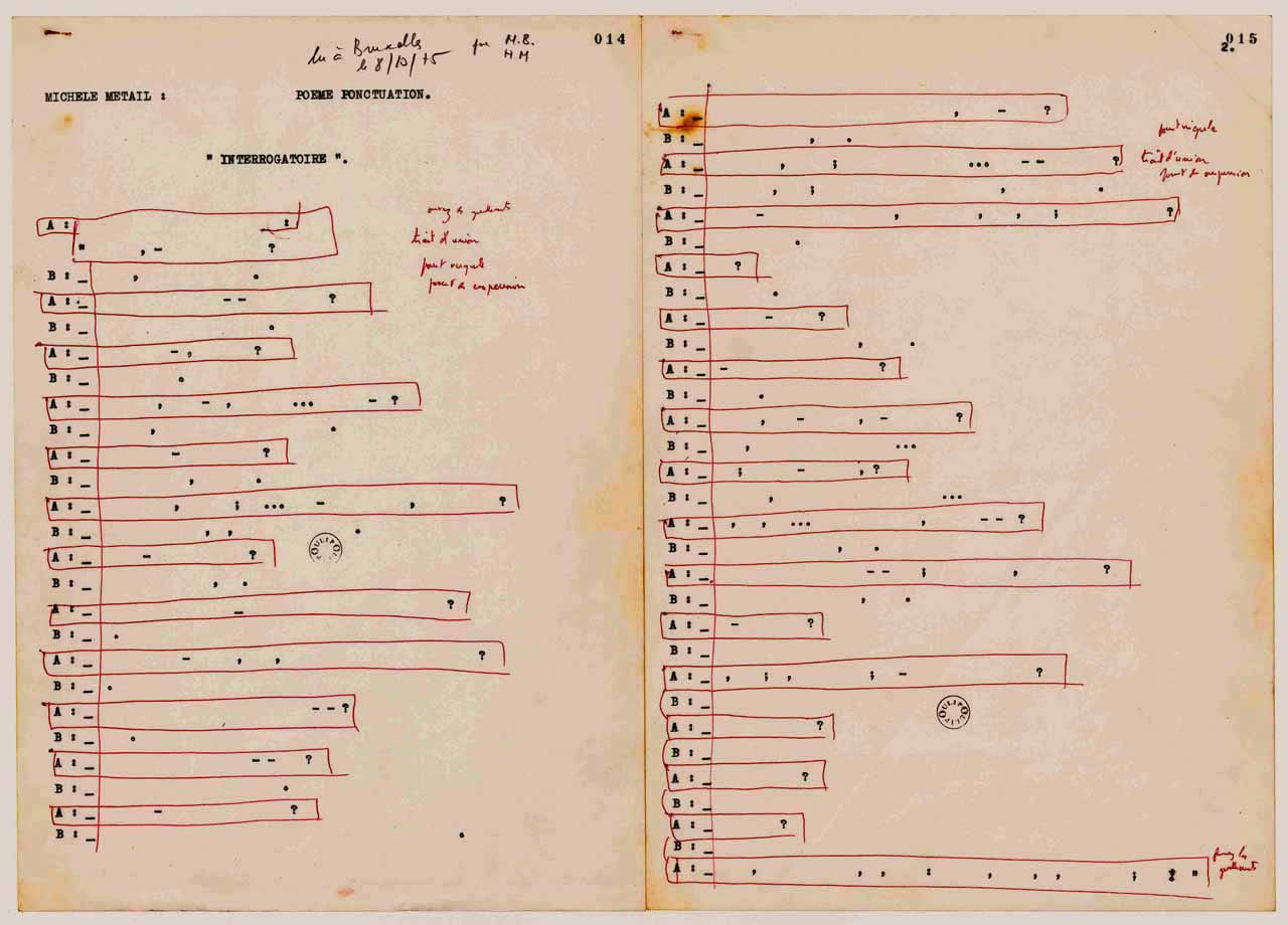 Michèle Métail, "Punctuation Poem" (October 1975) (© Michèle Métail Life)