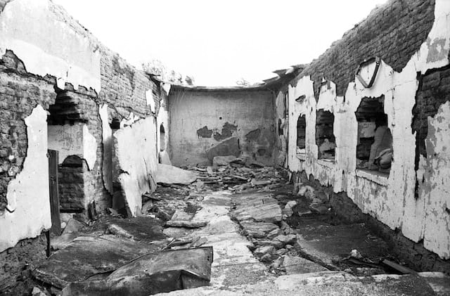 Rojava (Syrian Kurdistan), Gharduka village, January 2014; "This village is uninhabited, but people come here during summer time. The only church has been destroyed by Jabat al Nusra militants who bombed it after having used as a trench."