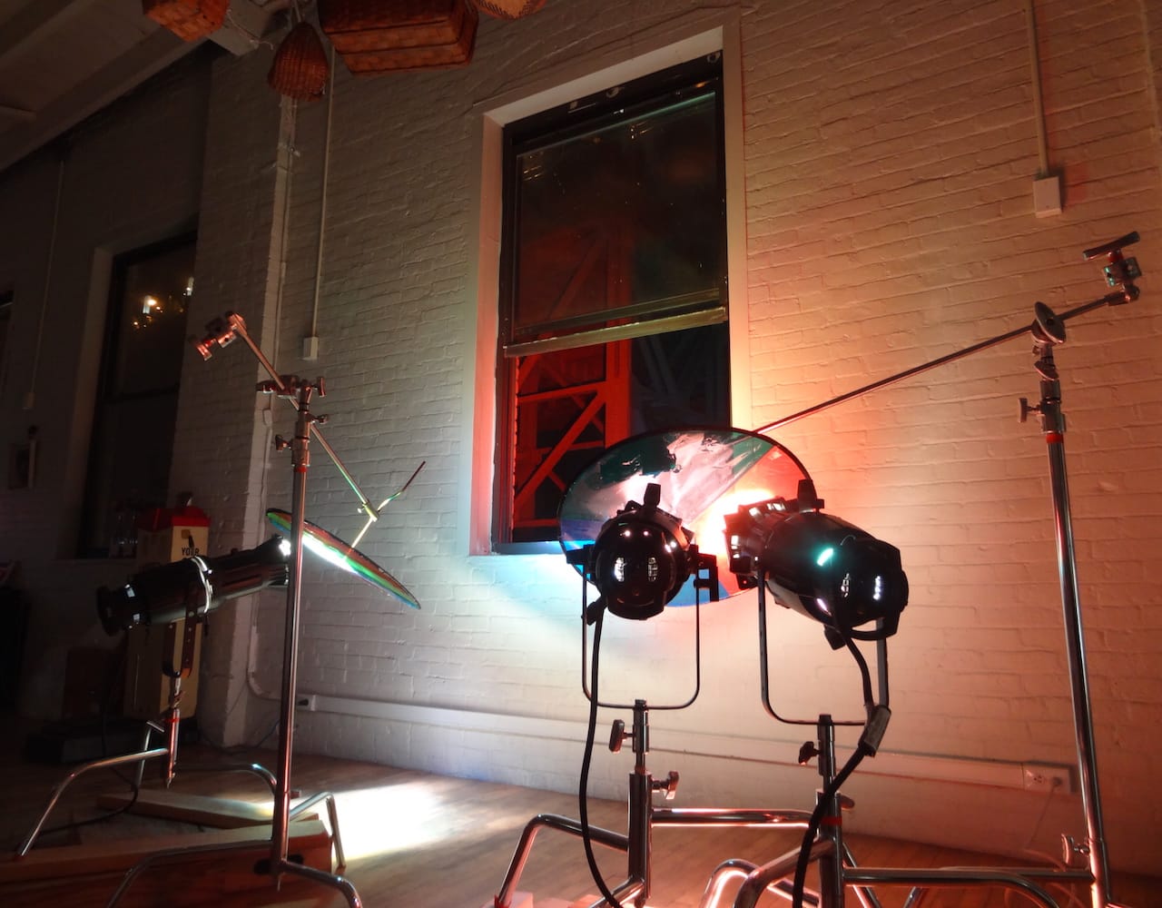A view of one of the "Spectrum II" lighting rigs inside Gowanus Loft