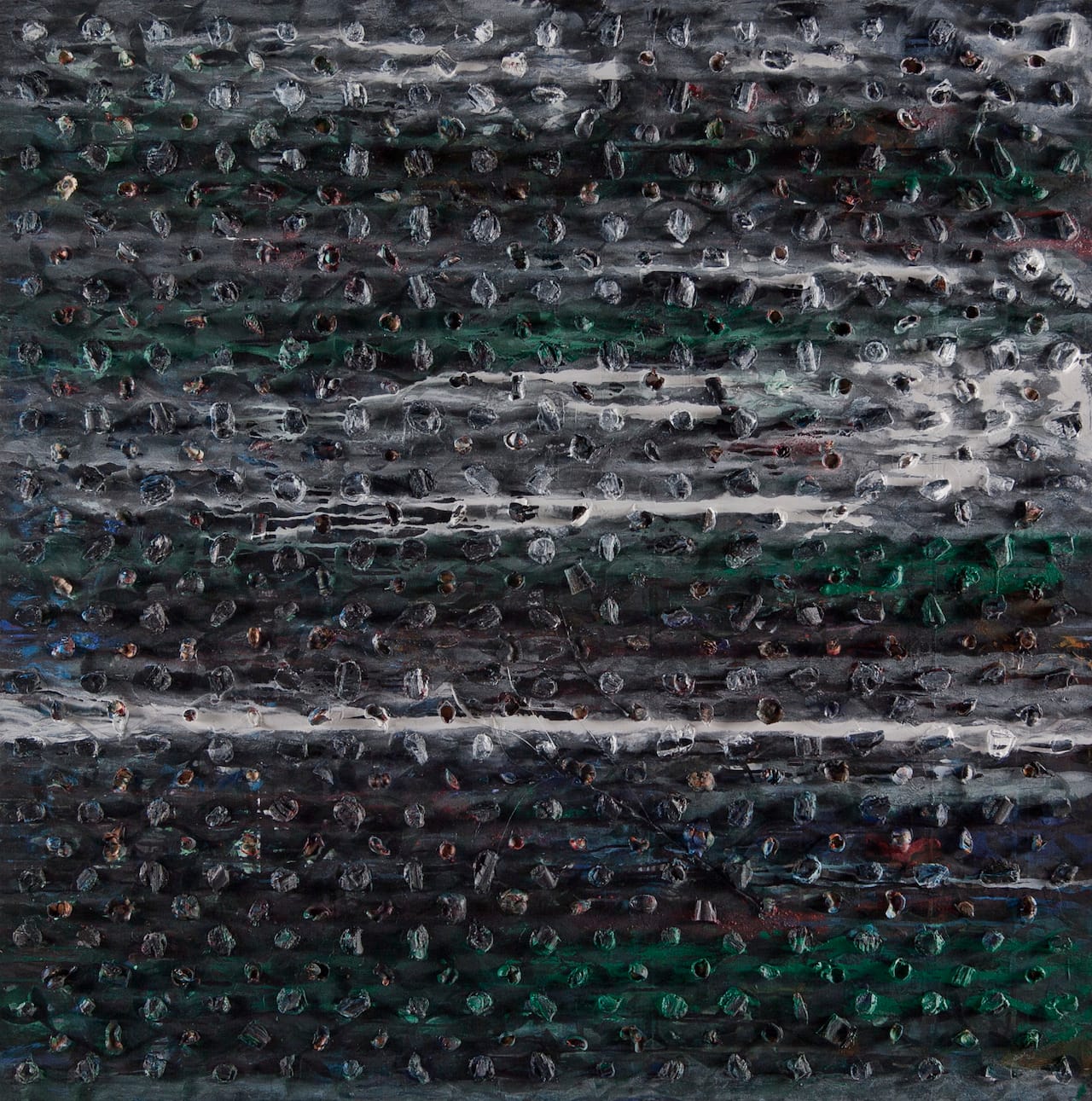  Thaier Helal, "Assi River" (2013), mixed media on canvas (courtesy the artist and Ayyam Gallery)