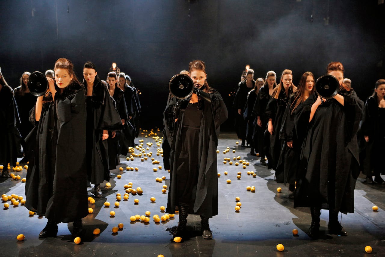 Carmina Slovenica: Toxic Psalms at St. Ann's Warehouse (photograph by Cory Weaver, courtesy Prototype Festival)