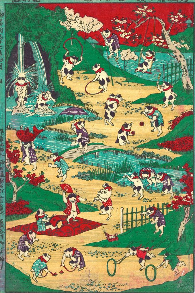 Utagawa Kunitoshi (1847–1899), Newly Published Cat’s Games, 1884. Courtesy of the Japan Society.