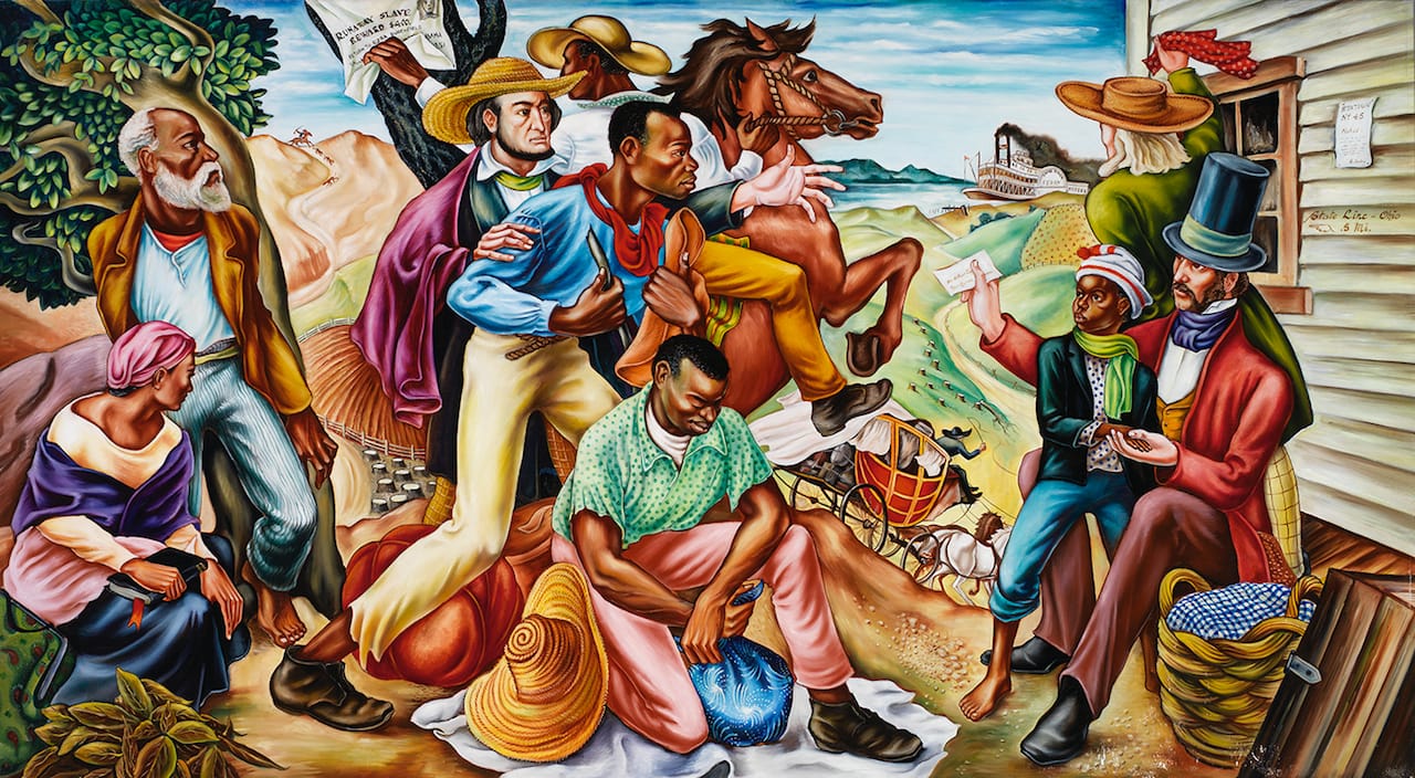 Hale Woodruff, "The Underground Railroad" (1942), Oil on canvas Collection of Savery Library, Talladega College, Talladega, Alabama