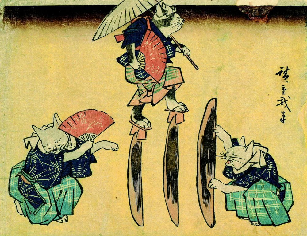 Utagawa Hiroshige (1797–1858), Cat Crossing to Eat, 1830–44. Courtesy of the Japan Society.