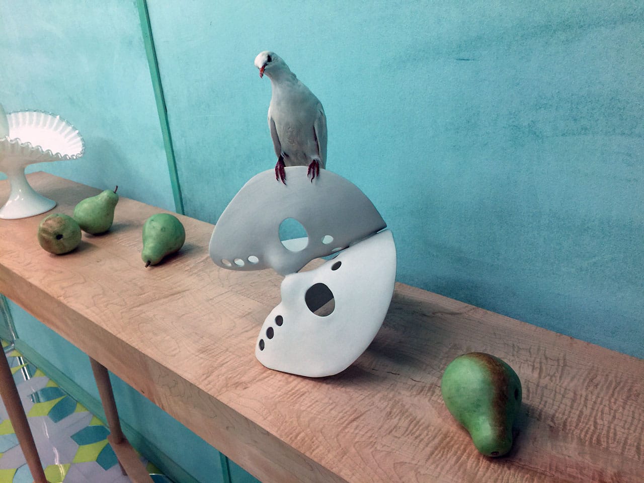 A detail of Alex Da Corte's  Die Hexe installation at Luxembourg & Dayan (photo by Hrag Vartanian/Hyperallergic)