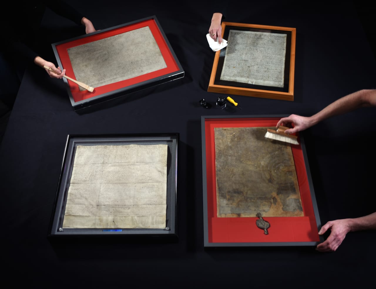Magna Carta unification preparation (courtesy of the British Library) 