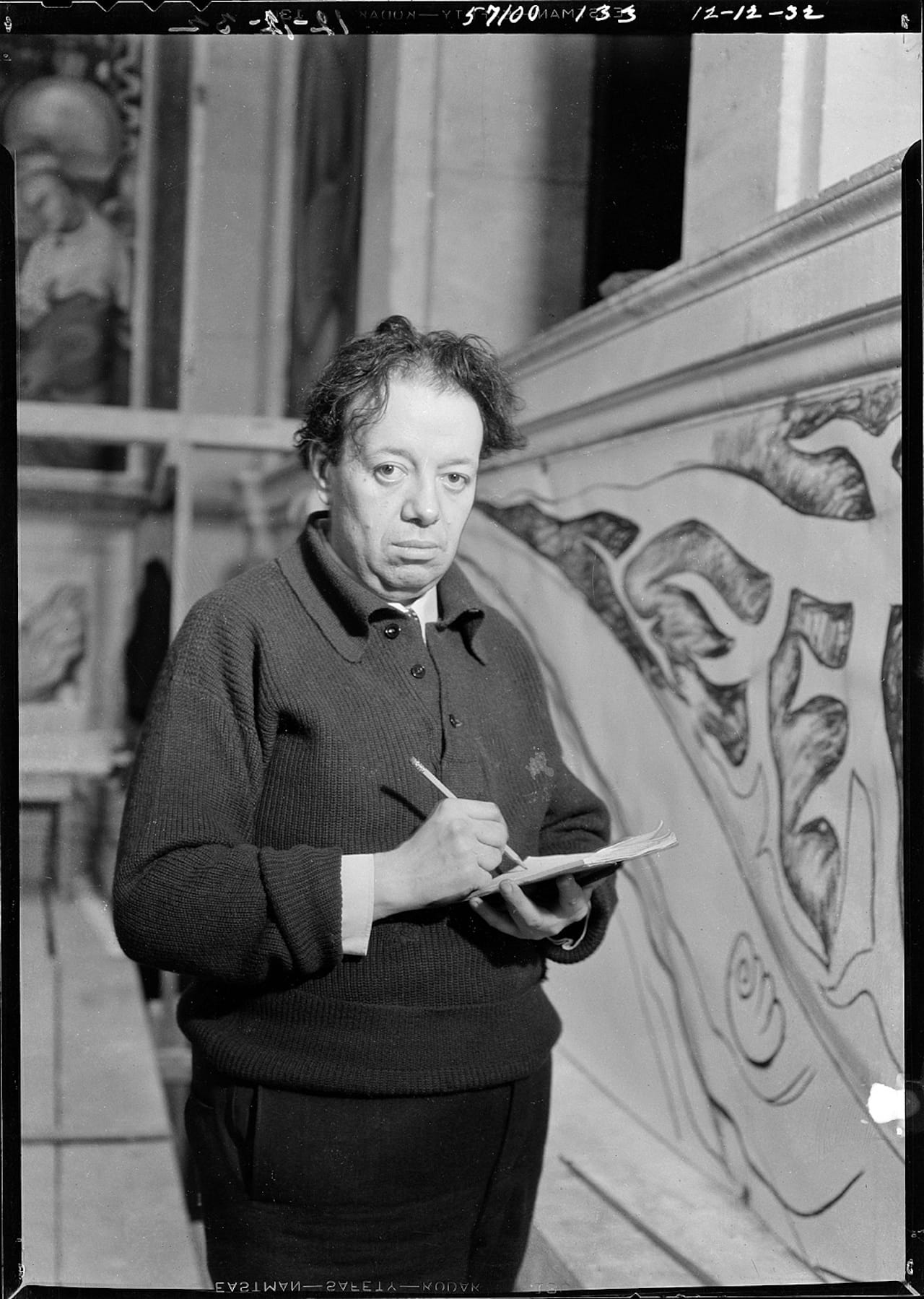 Diego Rivera with paintbrush