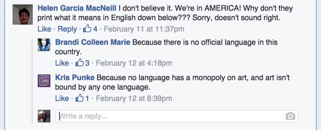 Comment on Las Cruces Sun News’s Facebook page (Screenshot by the author for Hyperallergic) 