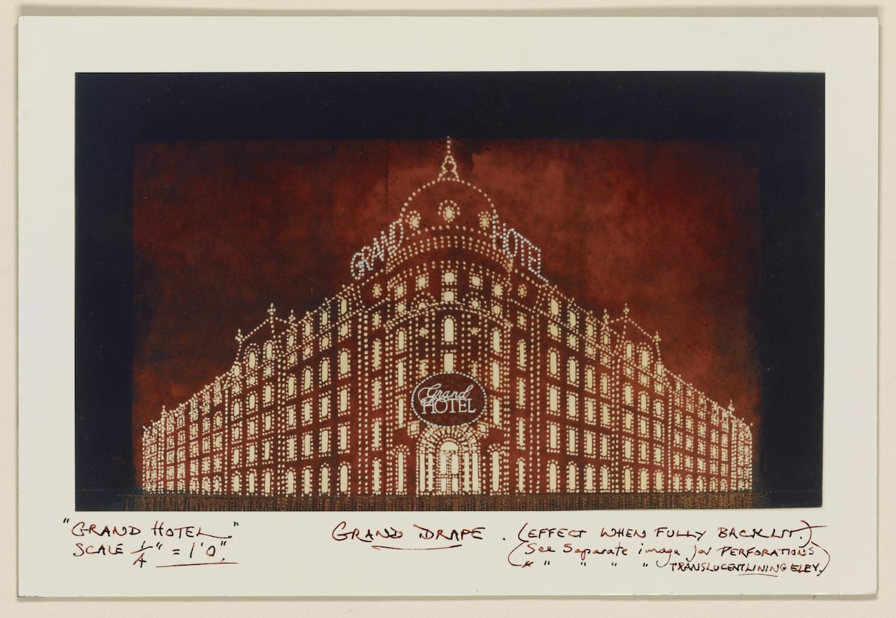 Tony Walton (b. 1934). Grand Hotel grand drape design. Opened at the Martin Beck Theatre, New York City, November 12, 1989. Tony Walton Collection, Music Division, Library of Congress
