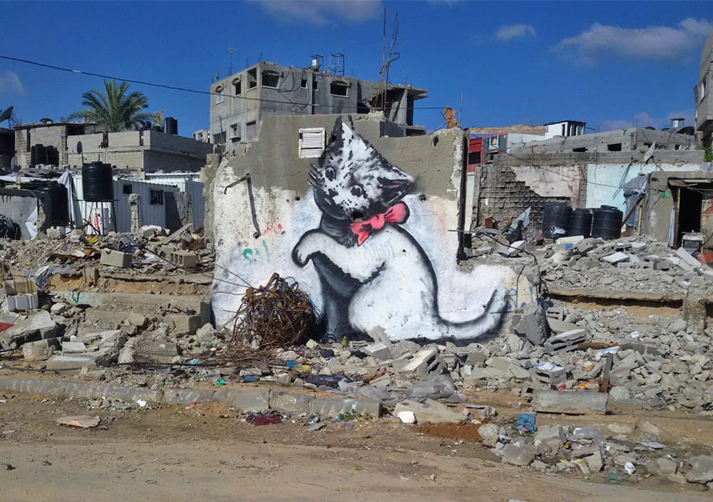 One of the three new Banksy art works in Gaza (all images via banksy.co.uk)