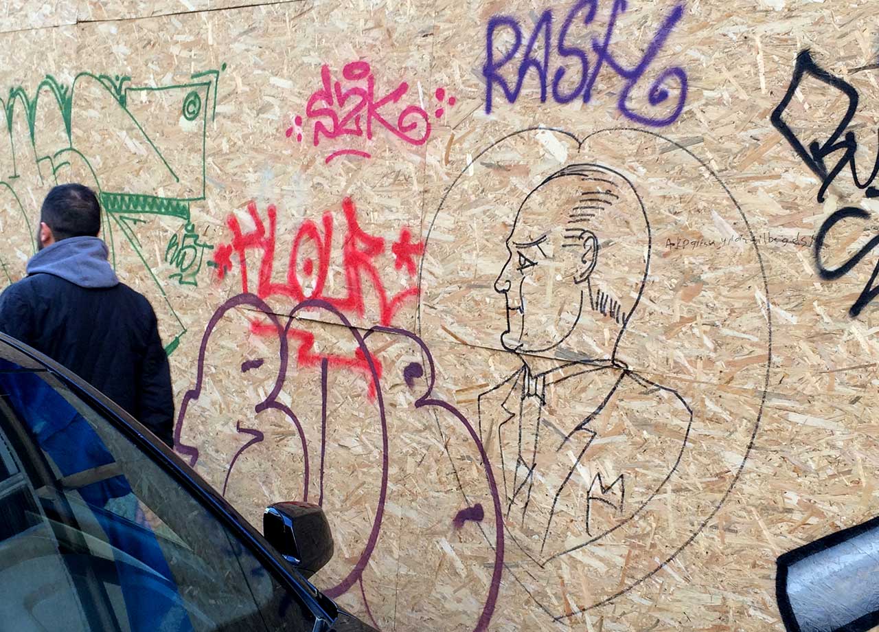 Anti-government Atatürk graffiti in Istanbul, December 2014 (all photos by the author for Hyperallergic)
