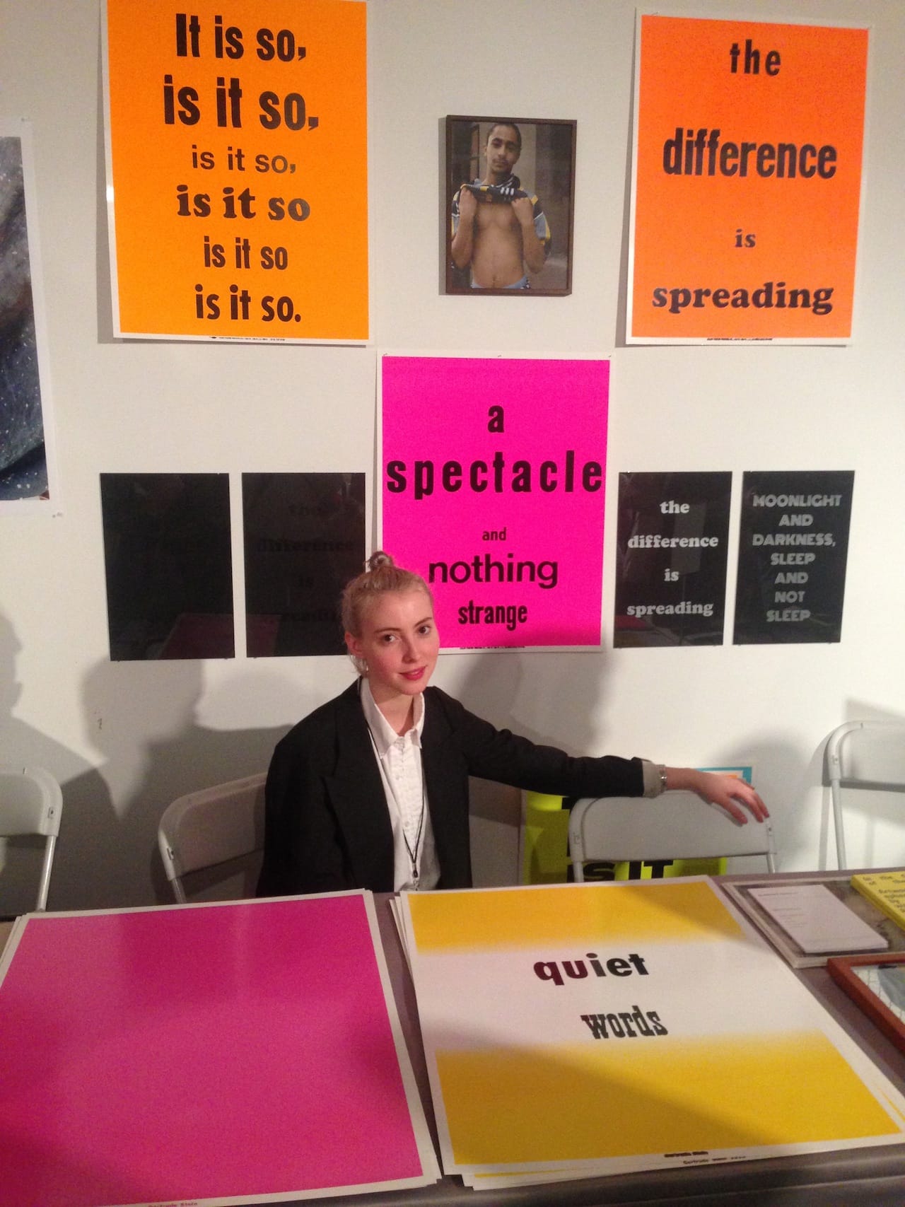 Hayden Dunham at Eve Fowler's booth.