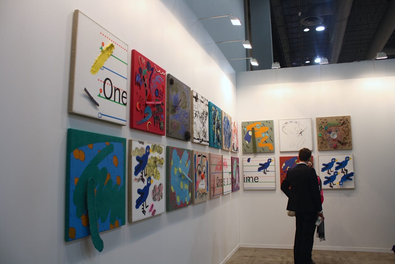 Laura Owens clock paintings at Gavin Brown's enterprise / 356 Mission booth