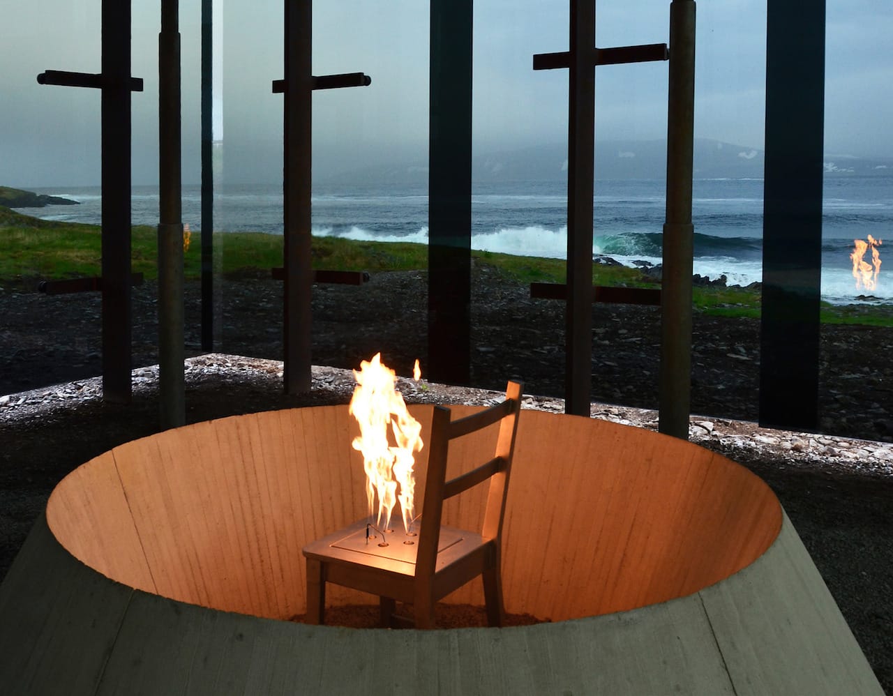 Louise Bourgeois installation in collaboration with Peter Zumthor in Vardø, memorializing 91 people burned for witchcraft (© Photo: Hege Lysholm/NPRA)
