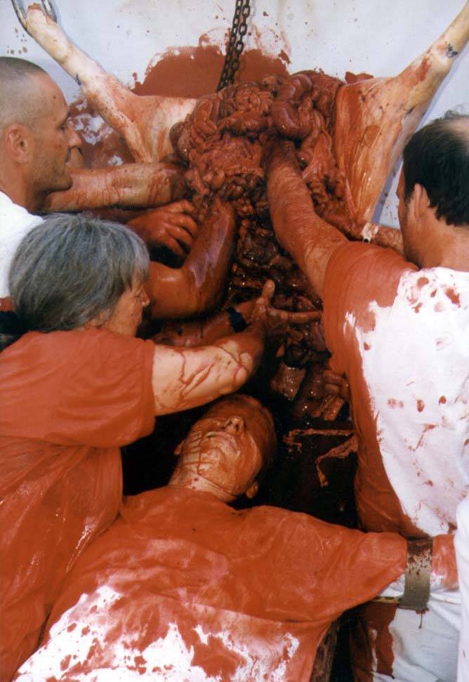 One of Hermann Nitsch's Aktions (via nitsch.org)