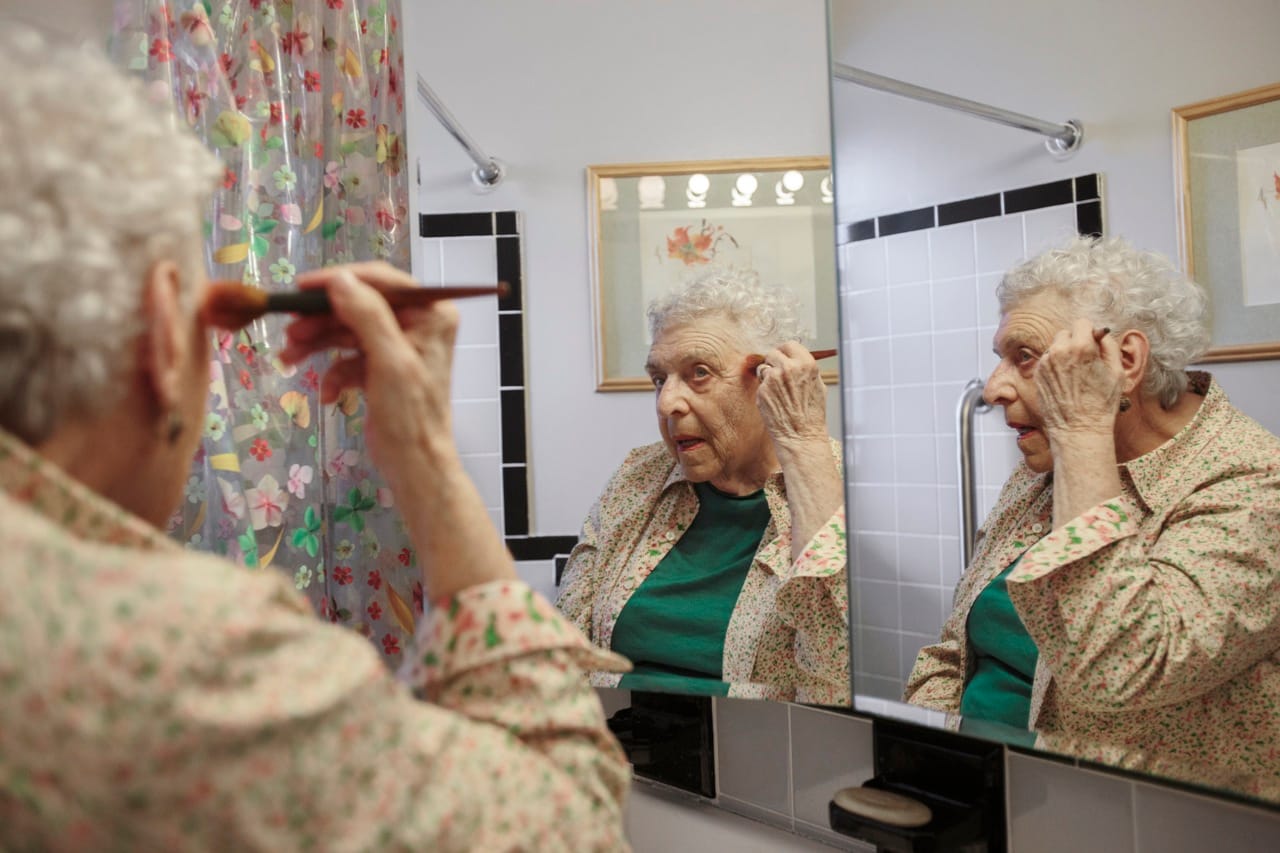 Sonia Goldstein, 86, gets ready to meet a friend for dinner and see a theater play in the Lower East Side. New York, NY. May 6, 2014.