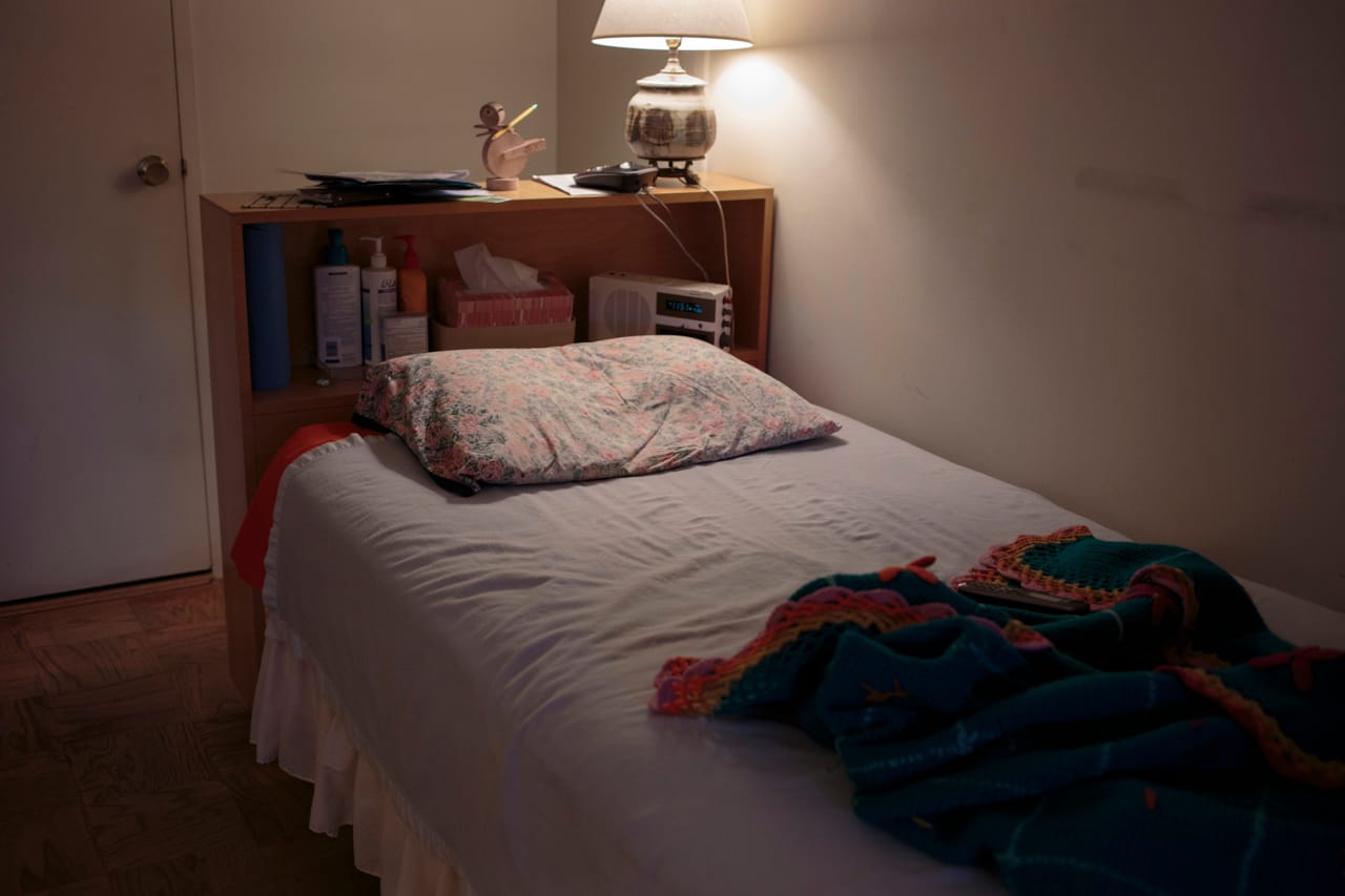 Single bed for a single lady. April 16, 2014.