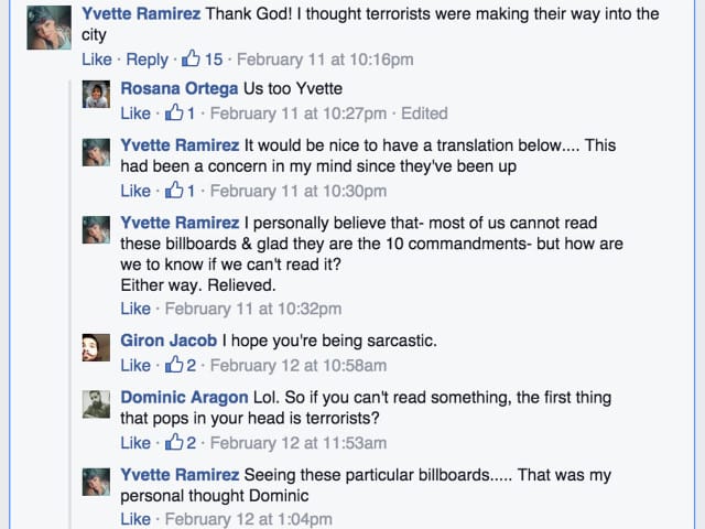 Comment on Las Cruces Sun News’s Facebook page (Screenshot by the author for Hyperallergic)