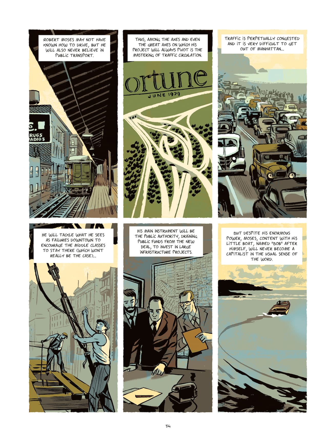 Page from 'Robert Moses: The Master Builder of New York City' (courtesy Nobrow)