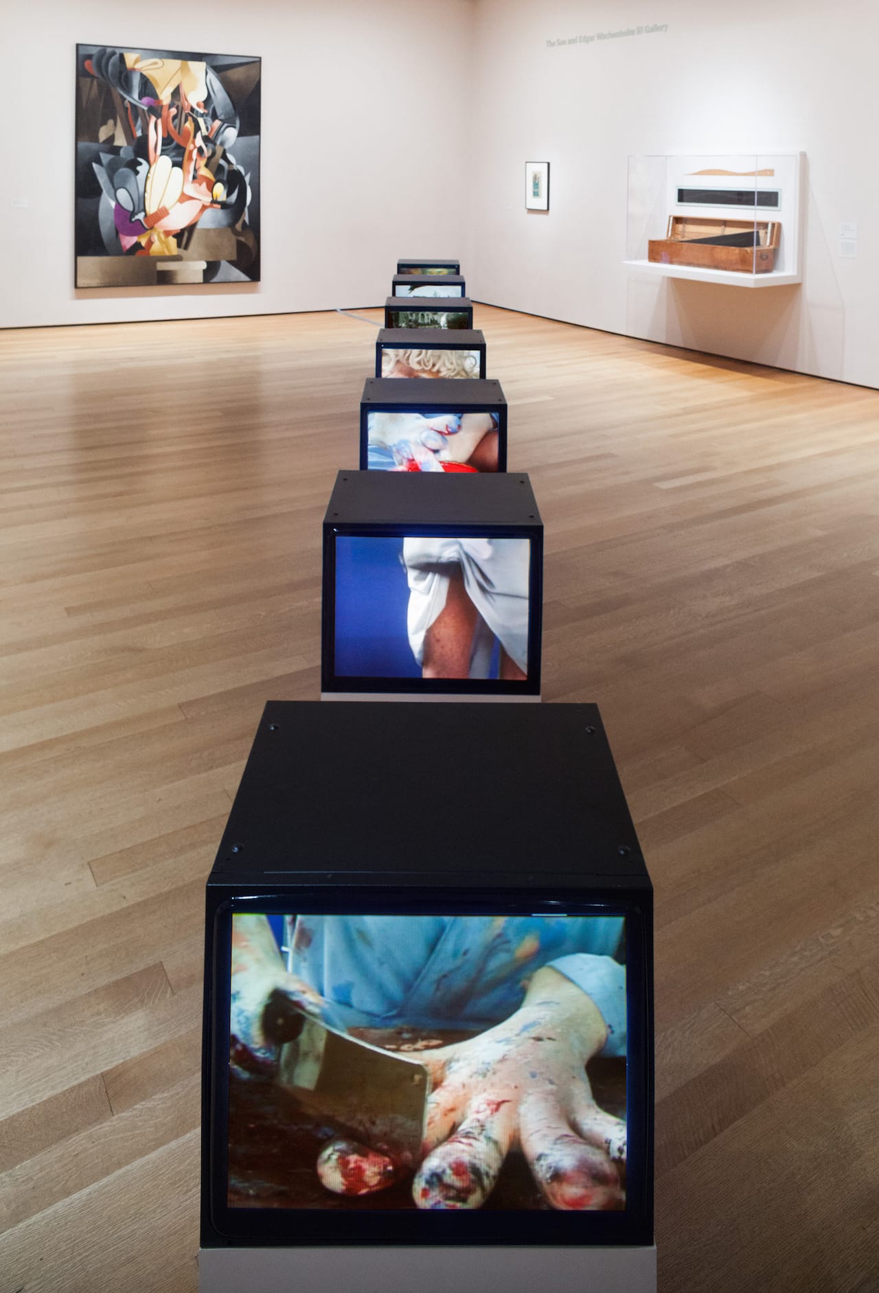 Installation view of 'Sturtevant: Double Trouble' at the Museum of Modern Art (© 2014 The Museum of Modern Art; photo by Thomas Griesel; all works by Sturtevant © Estate Sturtevant, Paris)