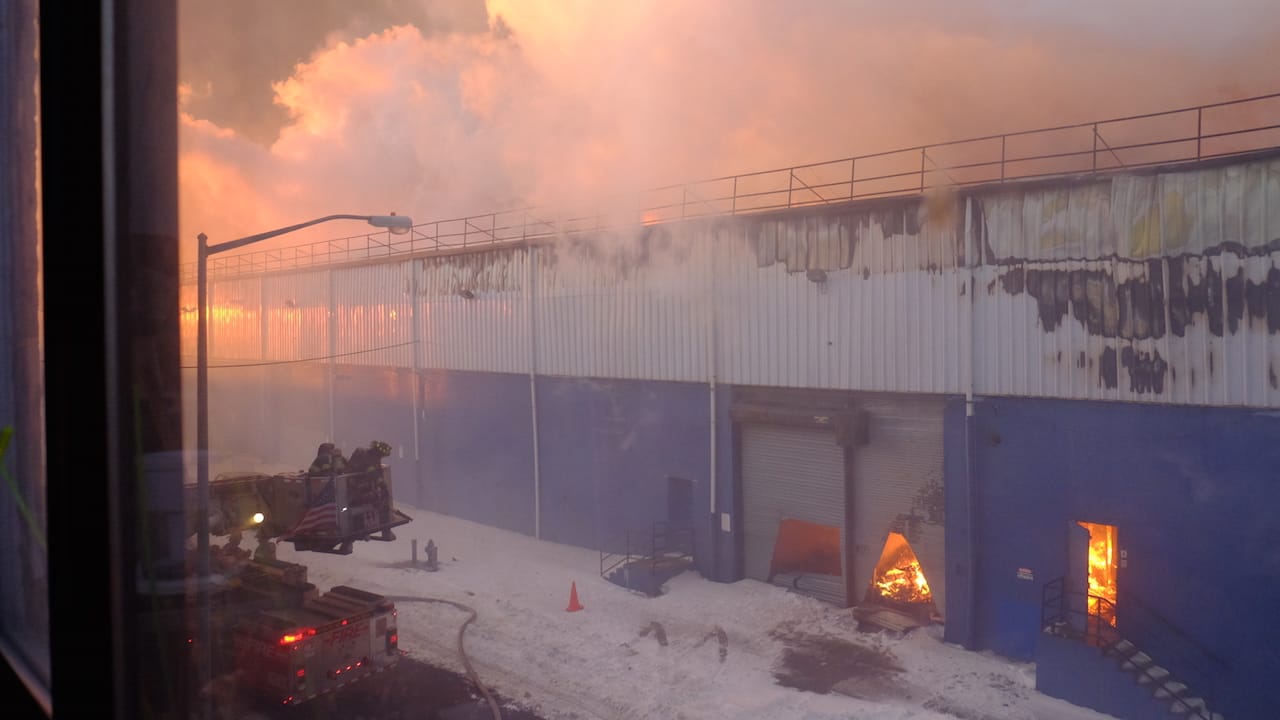 Photo of the fire taken from inside Cern's studio (photo by Cern, courtesy the artist)