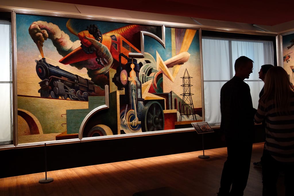 Installation view of 'Thomas Hart Benton's America Today Mural Rediscovered' at the Metropolitan Museum of Art (photo by the author for Hyperallergic)
