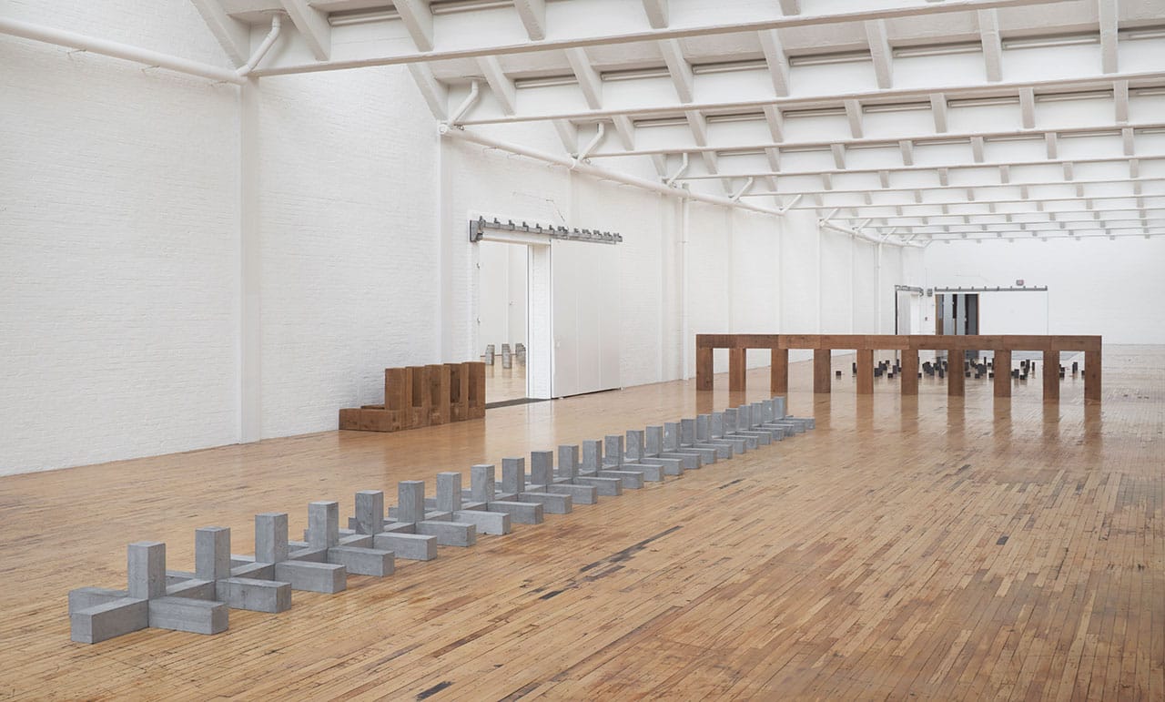 Installation view, 'Carl Andre: Sculpture as Place, 1958–2010,' showing "Breda" (1986) in the foreground
