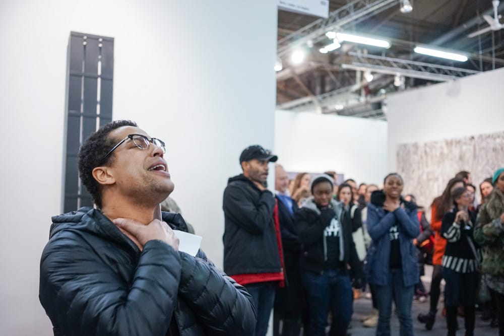 The Artists For Justice NYC demonstration at the 2015 Armory Show in New York