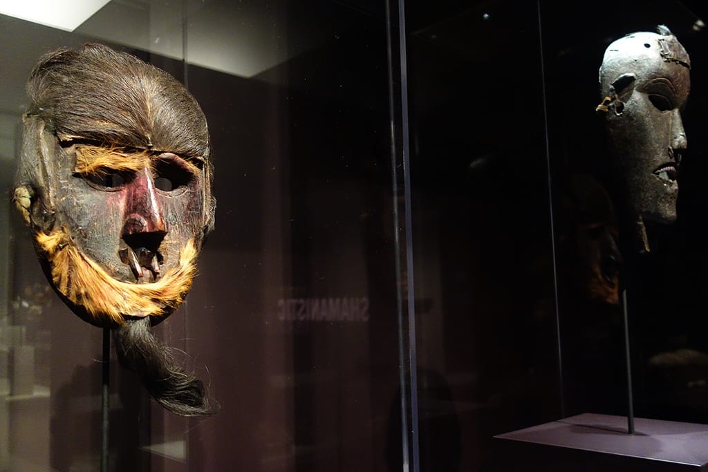 Possible shamanistic mask from Nepal (19th-20th century), wood, fur, traces of pigments