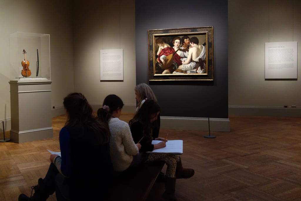 Caravaggio (Michelangelo Merisi) (Italian, Milan or Caravaggio 1571–1610 Porto Ercole) The Musicians Ca. 1595 Oil on canvas, 36 1/4 x 46 5/8 in. (92.1 x 118.4 cm)