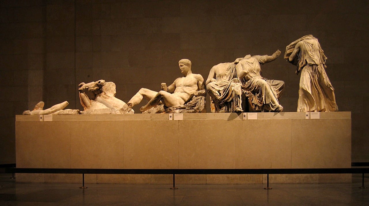 The Parthenon's East Pediment at the British Museum (Image via Wikimedia) 