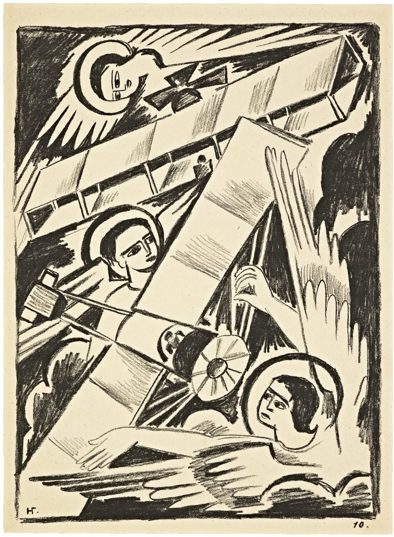 Angels and Airplanes Natalia Goncharova (Russian, 1881–1962). Lithograph. Misticheskie obrazy voiny: 14 lithografi (Mystical images of war: 14 lithographs) (Moscow, 1914), pl. 10. The Getty Research Institute, Los Angeles (88-B28354) © 2014 Artists Rights Society (ARS), New York / ADAGP, Paris