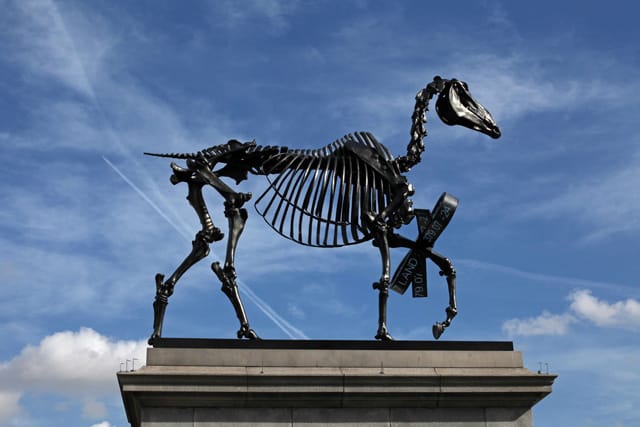 Hans Haacke, "Gift Horse." Commissioned for the Mayor of London’s Fourth Plinth Program (Photo © Gautier Deblonde; Courtesy Bolton & Quinn Ltd)