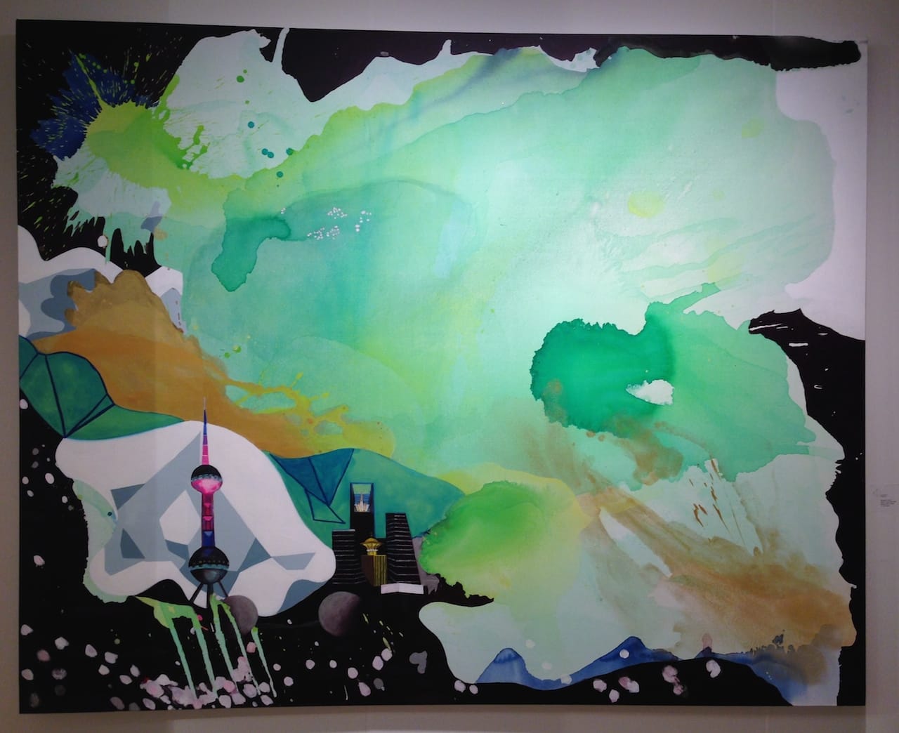 Elisabeth Condon, Electric Lotus Land, 2014. Mixed media on linen, 79 x 98 inches. Emerson Dorsch. 