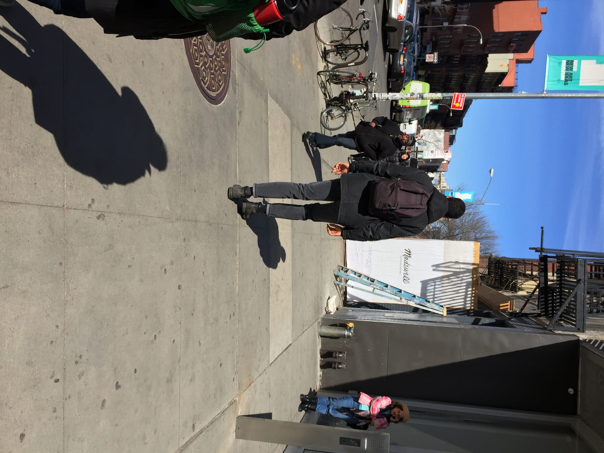 Following the performer out of the New Museum. All photos by the author for Hyperallergic