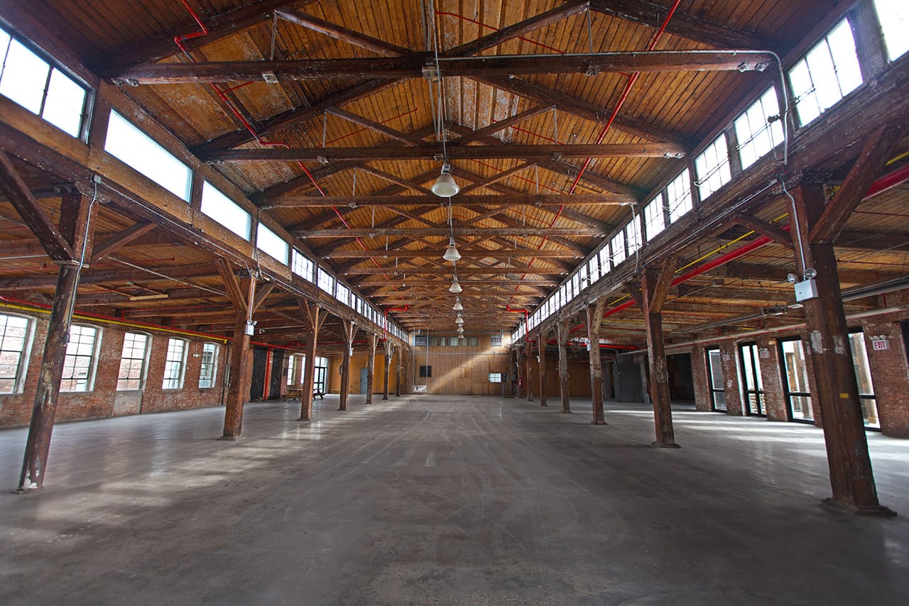 The space at the Knockdown Center in which the drone obstacle course will be installed. (photo courtesy Knockdown Center)