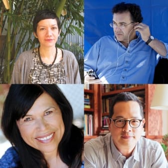 clockwise from top left: Rita Gonzalez, Rodrigo Garcia, Jeff Chang, and Diane Rodriguez (via redcat.org)